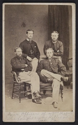 Webster, Hartley (Auckland) fl 1852-1900 :Portrait of four officers of the 43rd Regiment