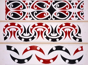 Williams, Herbert William 1860-1937 :Designs of ornamentation on Maori rafters. Nos. 13, 14, 15 [1890s]
