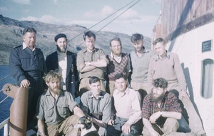 Group on the bridge of MV Holmlea, Friday 9th November, 1956
