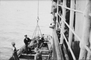 Taking wounded aboard hospital ship, Gallipoli