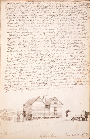 Journal page including illustration of Ashworth's Auckland town house