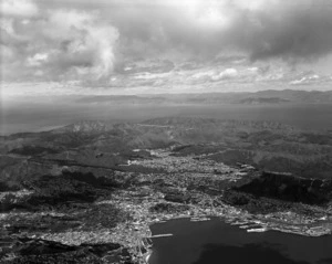 Aerial view of Wellington and the harbour