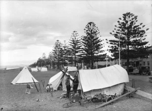Relief tents alongside Marine Parade, Napier, after the 1931 earthquake