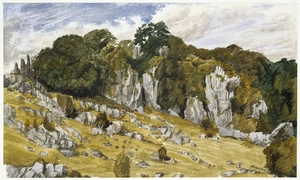 Hunter, Norman Mitchell, b 1859 :[Outcrops of limestone rock, probably Waro, Northland. 1882]