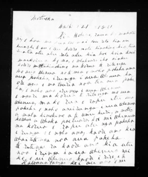 Letter from Parahama Te Panakanake to Hohepa and McLean