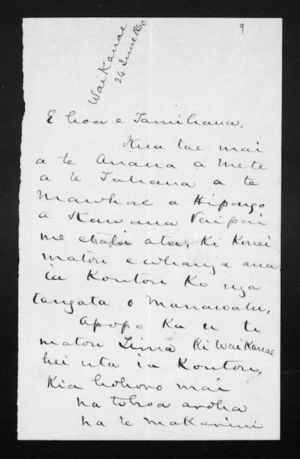 Draft letter from McLean to Tamihana (with translation)
