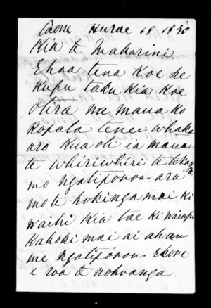 Letter from Kapene Tuhaka to McLean