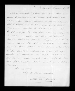 Letter from Te Wereta to McLean