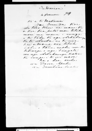 Letter from Paora Apatu and Tamihana to McLean