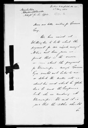 Letter from Te Tati to George Grey (with translation)