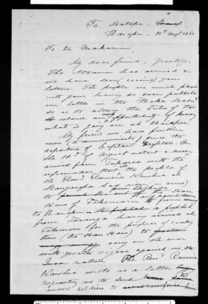 Translation of letter from Hone Mohi Tawhai to McLean