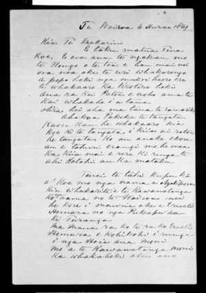 Letter from Rapata Tuhaka to McLean