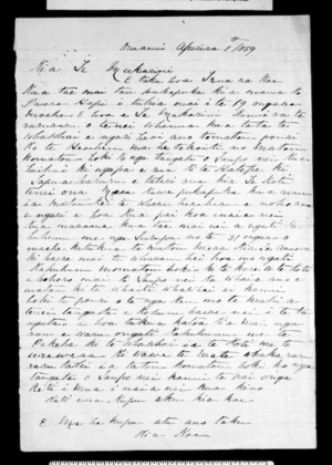 Letter from Hohepa Tamamutu to McLean