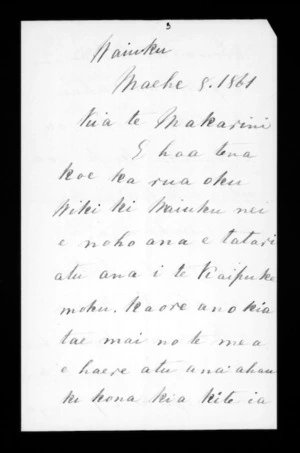 Letter from Waata Kukutai to McLean