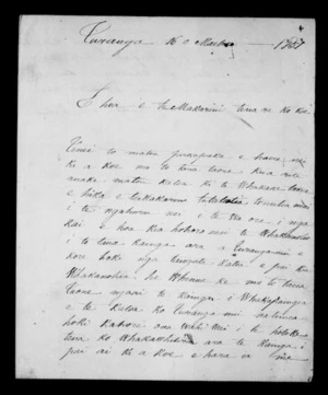 Letter from Te Kahutia to McLean