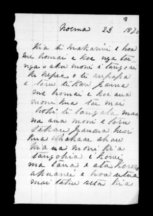 Letter from Urapane Te Rangi Pakahau, Horima Mutuahi to McLean