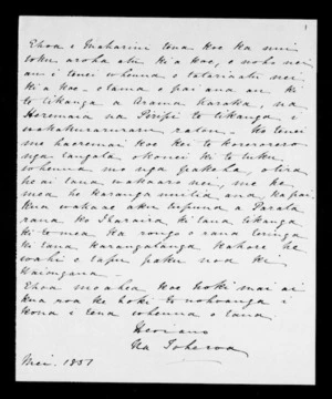 Letter from Toheroa to McLean