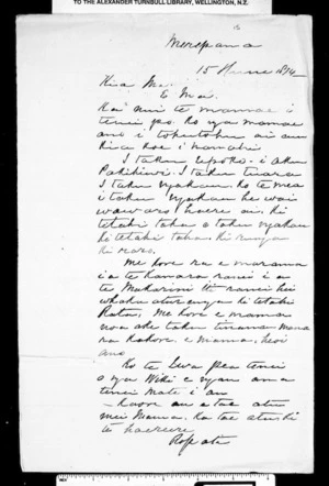 Letter from Ropata to McLean