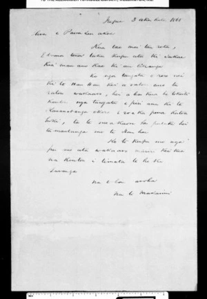 Letter from McLean to Paora
