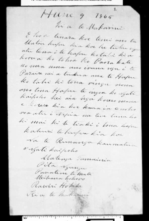 Letter from the runanga of Ngati Kaipoho, Matenga Tamaioria, Pita Ngungu and others to McLean