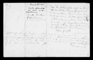 Document relating to land offered at Waitara with covering note from McLean