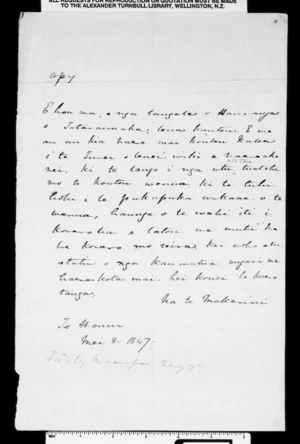 Letter from McLean to the people of Hauranga
