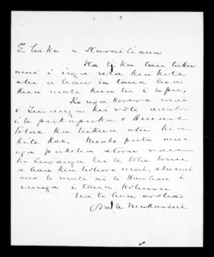 Undated letter from McLean to Karaitiana