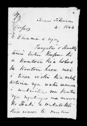 Letters from McLean to people of Moturoa