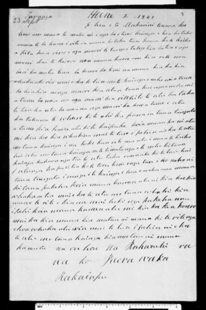 Letter from Raharuhi, Paora Waka Rakaiapu to McLean