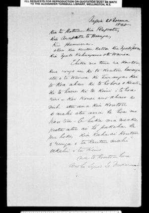 Letter from McLean to Te Hotene and others