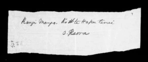 Paora's note giving names of hapu