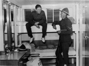Departing World War II soldiers of the 1st echelon, in their quarters on board ship in Auckland