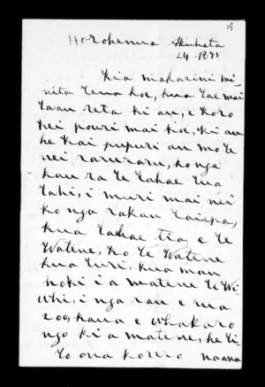 Letter from Meiha Kepa Te Taitokokiteuruotu to McLean