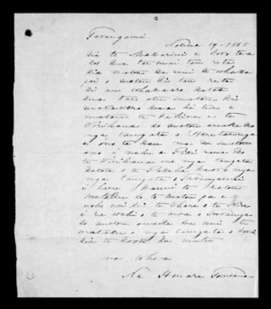 Letter from Henare Tomoana to McLean (with translation)