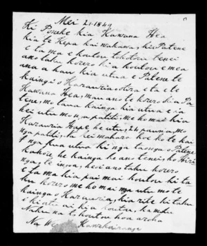 Letter from Wereta Kawekairangi to Edward Eyre (Hea)