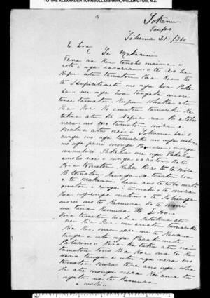 Letter from Hohepa Tamamutu and others to McLean