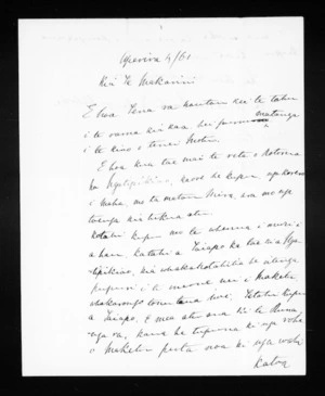 Letter from Wiremu Mahi Te Rangikaheke to McLean