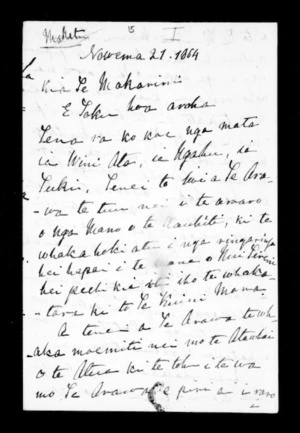 Letter from Wi Maihi Te Rangikaheke to McLean