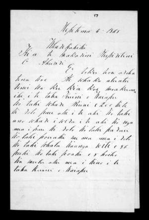 Letter from Hone Ngangaro (karere o kawakawa) to McLean (with translation)