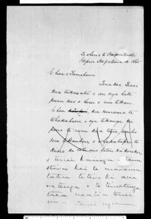 Letter from McLean to Tamihana