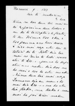 Letter from Paora Ropiha to McLean