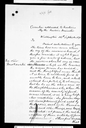 Letter from McLean to Native chiefs (with translation)