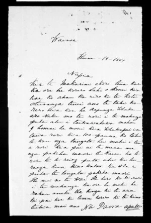 Letter from Paora Apatu to McLean