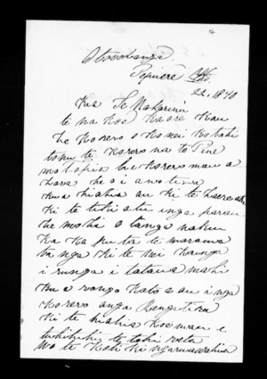 Letter from Wiremu Pukapuka to McLean (with translation)