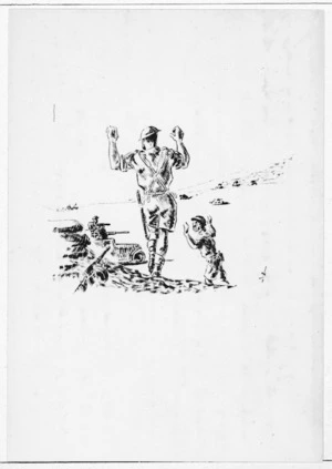 Capture at Ruweisat Ridge, 15 July 1942 - Sketch by Nevile Lodge