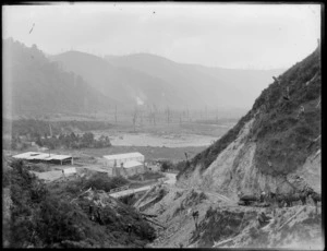 Akatarawa, at the base of Mt Barton, with Baigents' sawmill