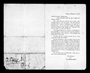 Letter from Hone Hiini to Ngati Whatua