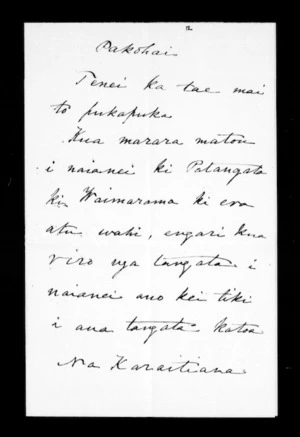 Undated letter from Karaitiana