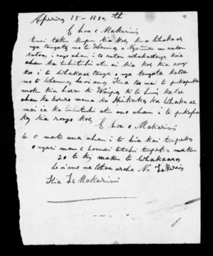 Letter from Takerei to McLean