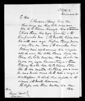 Letter from Tamihana Te Rauparaha to George Grey